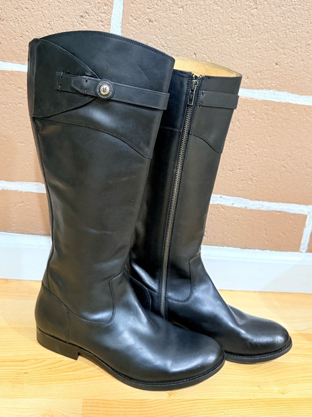Frye Women Molly Button Tall Black  Leather Boots